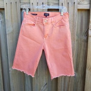 NYDJ peach sherbert briella shorts fringe